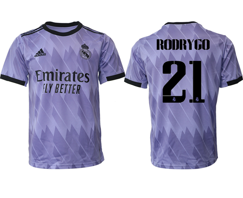 Nya Real Madrid Bortatröja Herr 2023 Kortärmad Fotbollströjor med tryck RODRYGO 21
