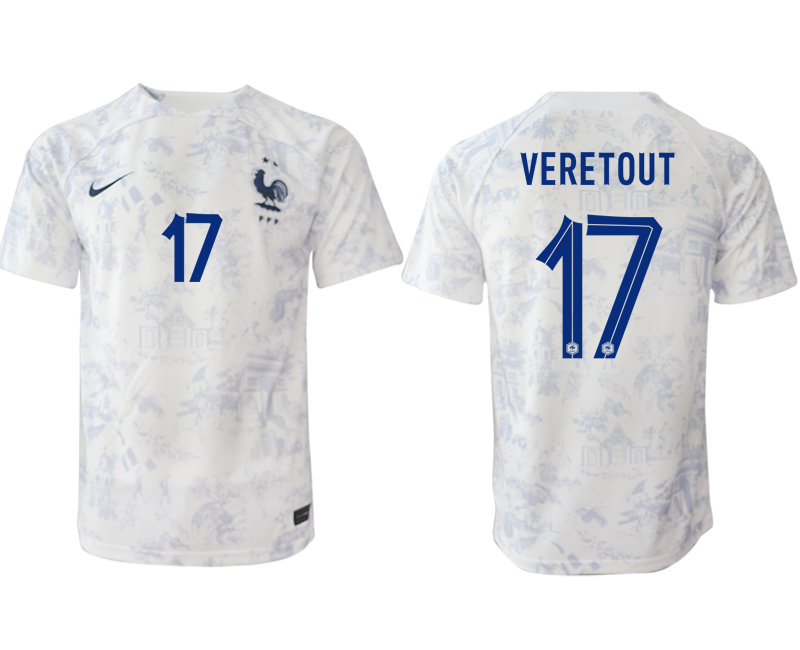 VERETOUT #17 Frankrike Bortatröja Herr VM 2022 Kortärmad Billiga Fotbollströjor
