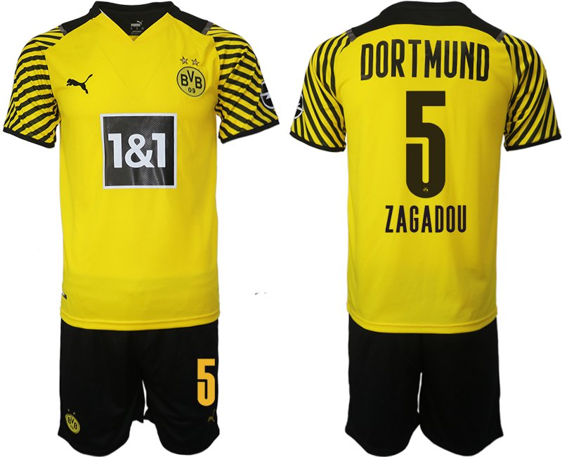 Zagadou 5# Borussia Dortmund Hemmatröja Herr 2023 Kortärmad+ Korta byxor Billigt Fotbollströjor