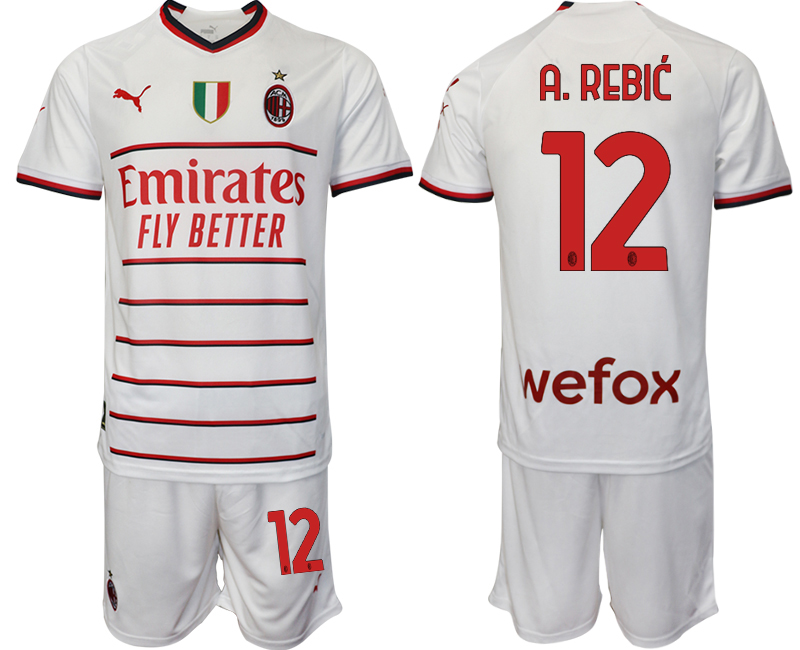 A.REBIĆ #12 Billiga Fotbollströjor AC Milan Bortatröja Herr 2023 Kortärmad + Korta byxor Fotbollströja Set