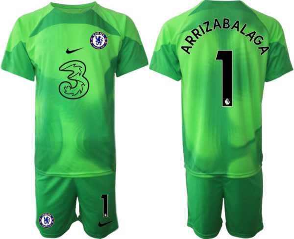Beställa Fotbollströjor Chelsea FC 2023 Målvaktströja Grön Fotbollströjor För Män ARRIZABALAGA 1 Kortärmad shorts