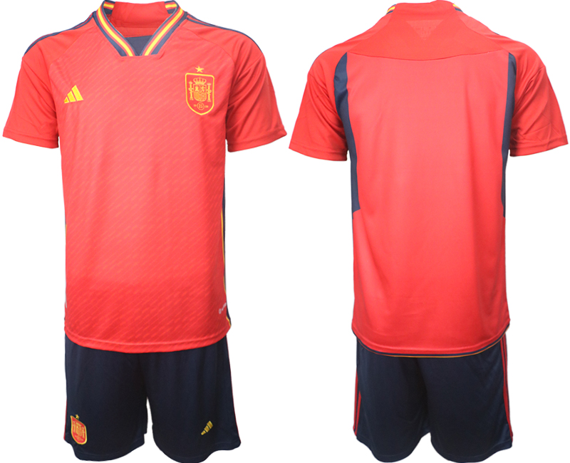 Beställa Fotbollströjor Fotboll Träningsdräkt Spanien Hemmatröja Herr VM 2022 Kortärmad + Korta byxor