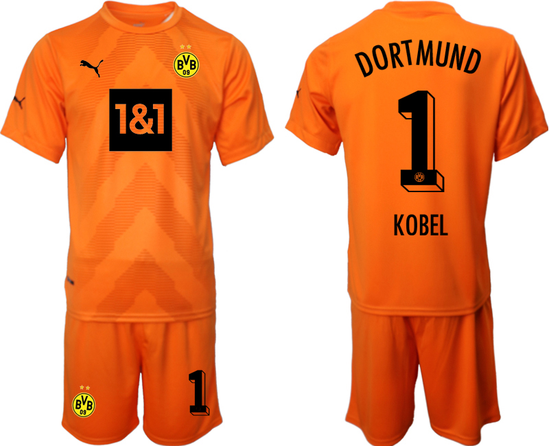 Beställa Fotbollströjor KOBEL #1 Borussia Dortmund BVB Målvaktströja Herr 2023 orange Kortärmad + Korta byxor