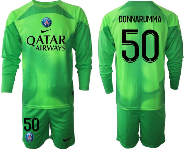 Beställa Fotbollströjor Paris Saint-Germain PSG 2023 Målvaktströja Herr grön Fotbollströja med tryck DONNARUMMA 50