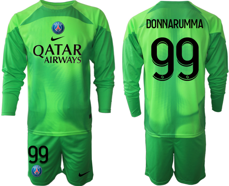 Beställa Fotbollströjor Paris Saint-Germain PSG 2023 Målvaktströja Herr grön Fotbollströja med tryck DONNARUMMA 99