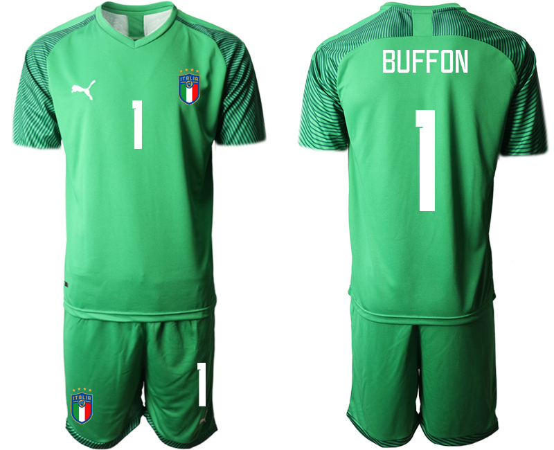 BUFFON #1 Italien Målvaktströja WM 2022 grön Fotbollströjor För Män Kortärmad + Korta byxor Fotbollströjor Billigt