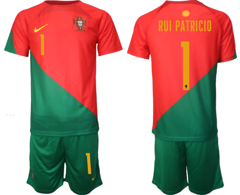 Fotbollströjor Butik Portugal Hemmatröja VM 2022 för Herr Kortärmad + Korta byxor med namn RUI PATRICIO 1