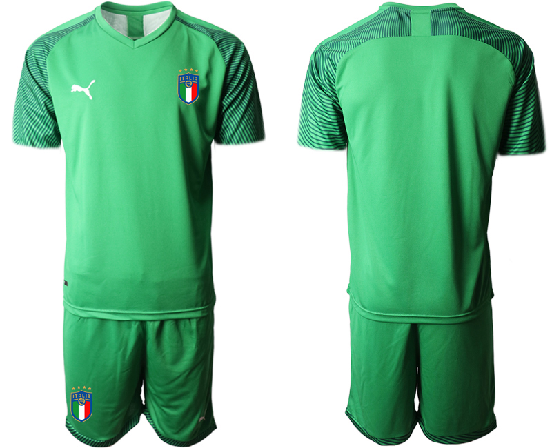 Italien Målvaktströja WM 2022 grön Fotbollströjor För Män Kortärmad + Korta byxor fotbollströja set