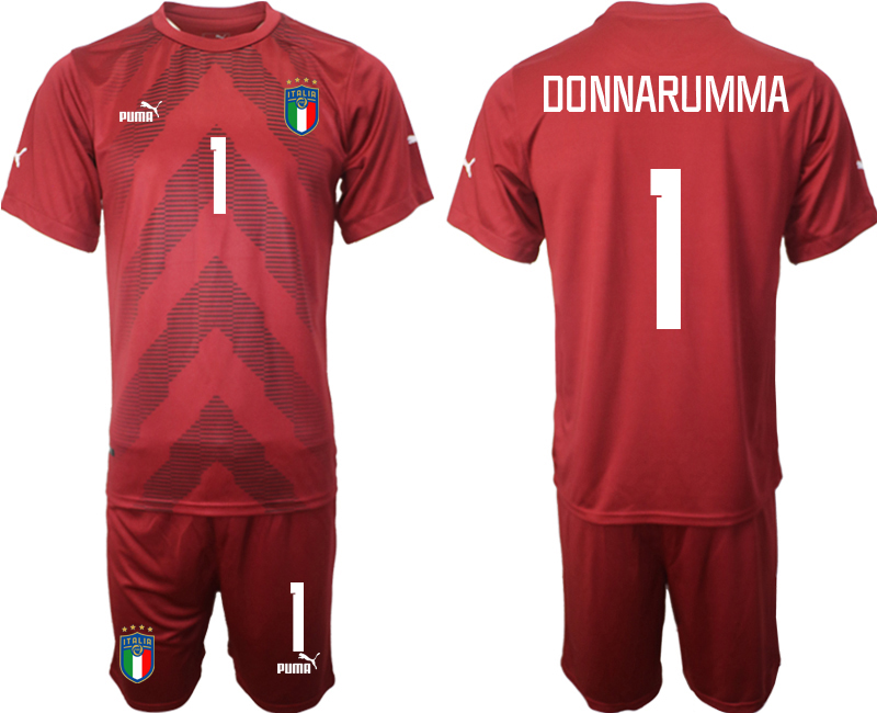 Italien Målvaktströja WM 2022 röd Fotbollströjor set För Män DONNARUMMA 1 tröja set