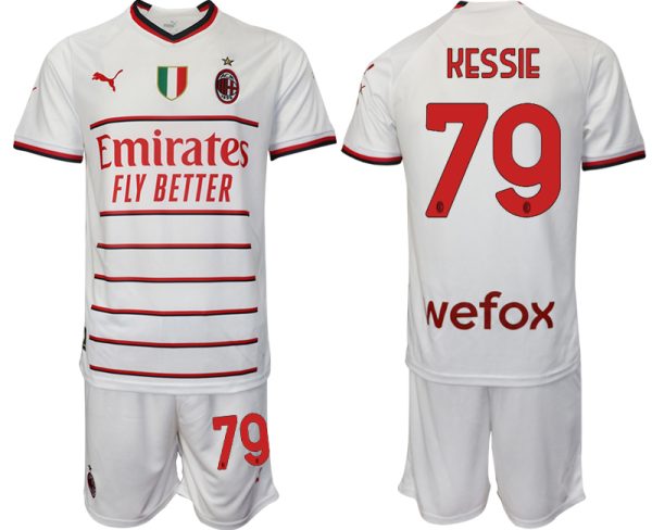 KESSIE #79 Billiga Fotbollströjor AC Milan Bortatröja Herr 2023 Kortärmad + Korta byxor fotbollströja set