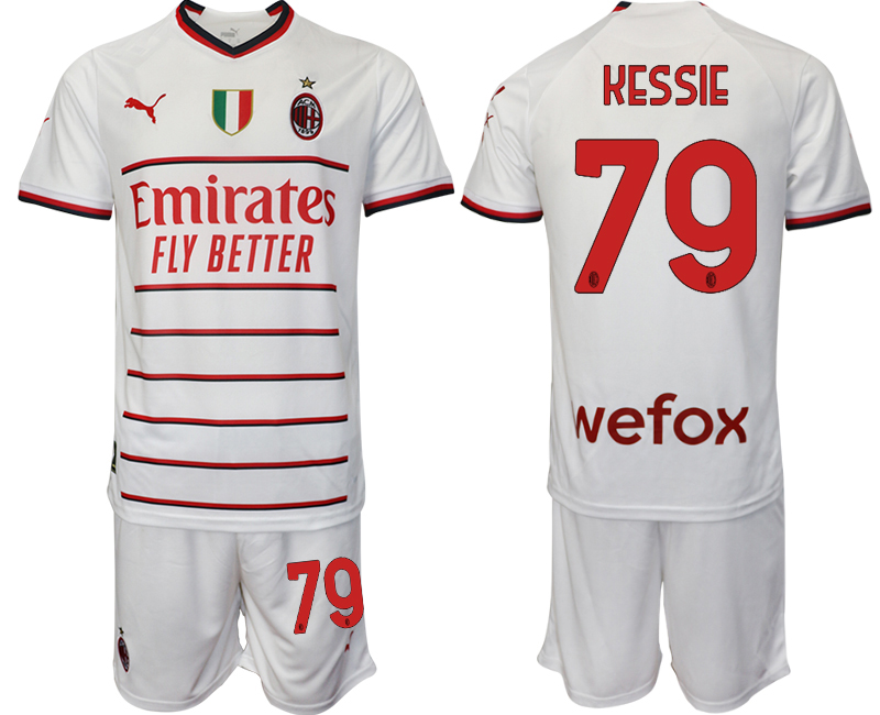 KESSIE #79 Billiga Fotbollströjor AC Milan Bortatröja Herr 2023 Kortärmad + Korta byxor fotbollströja set