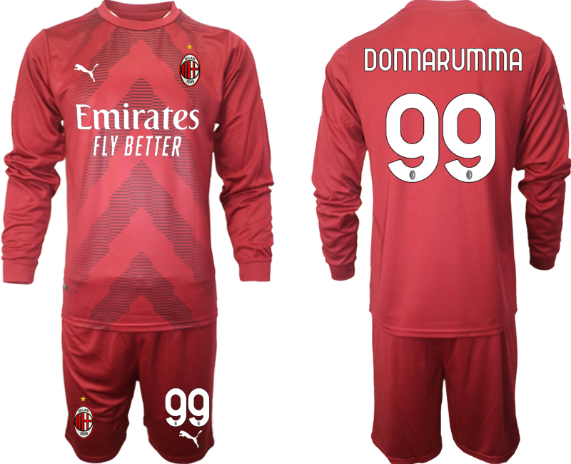 Köpa DONNARUMMA #99 AC Milan Målvaktströja Herr 2023 Fotbollströja Långärmad + Korta byxor
