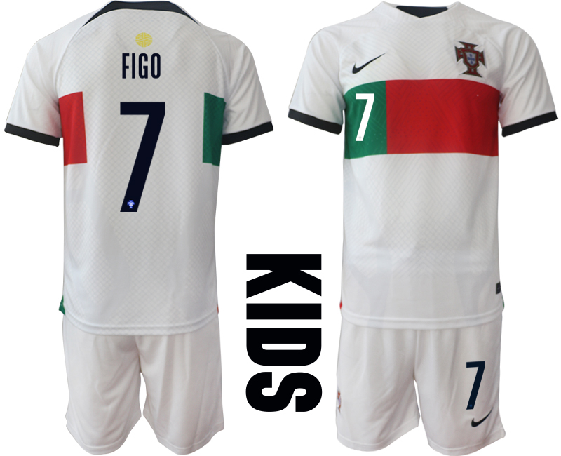 Köpa FIGO #7 Beställa Fotbollströjor Portugal Bortatröja Barn VM 2022 Kortärmad + Korta byxor Fotbollströjor Sverige