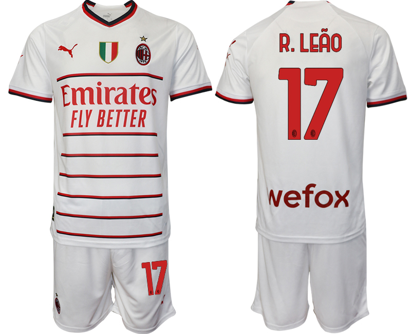 Köpa R.Leão #17 Billiga Fotbollströjor AC Milan Bortatröja Herr 2023 Kortärmad + Korta byxor