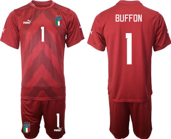 Målvaktströja WM 2022 röd Fotbollströjor set För Män BUFFON 1 Fotbollströjor Butik