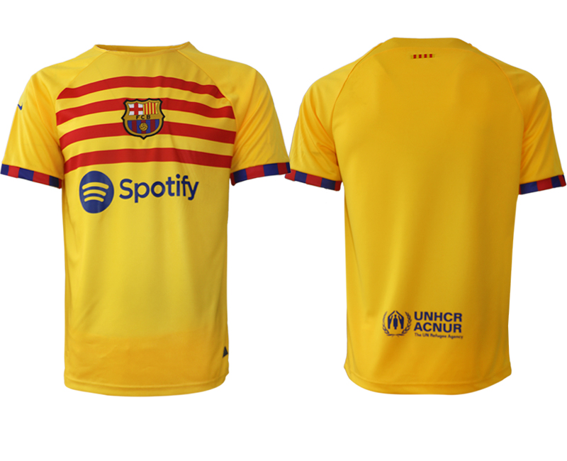 Nya FC Barcelona 2023 Herr gul Kortärmad Fotbollströjor Butik