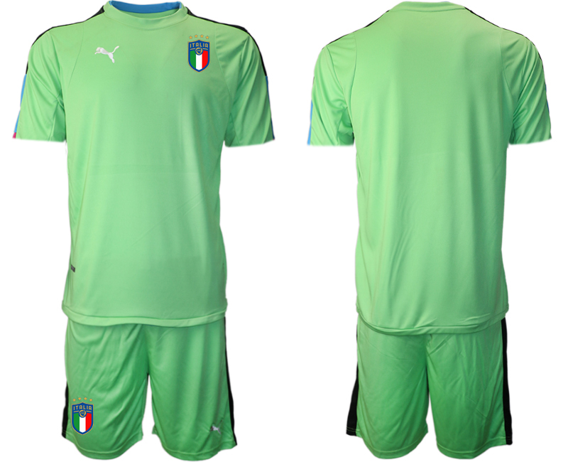 Nya Italien Målvaktströja 2023 Herr grön Fotbollströjor Kortärmad Fotbollströja Set