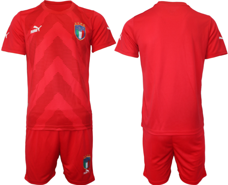Nya Italien Målvaktströja 2023 röd Fotbollströjor För Män Kortärmad + Korta byxor fotbollströja set