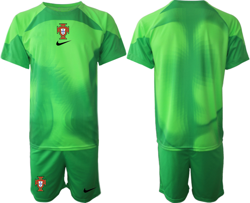 Nya Portugal Målvaktströja 2023 Herr Kortärmad + Korta byxor Billigt Fotbollströjor
