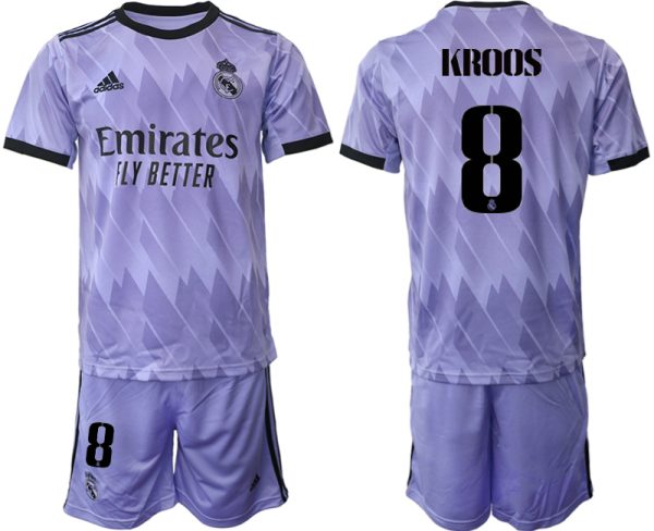 Nya Real Madrid Bortatröja 2023 Herr med tryck KROOS 8 Fotbollströja Set