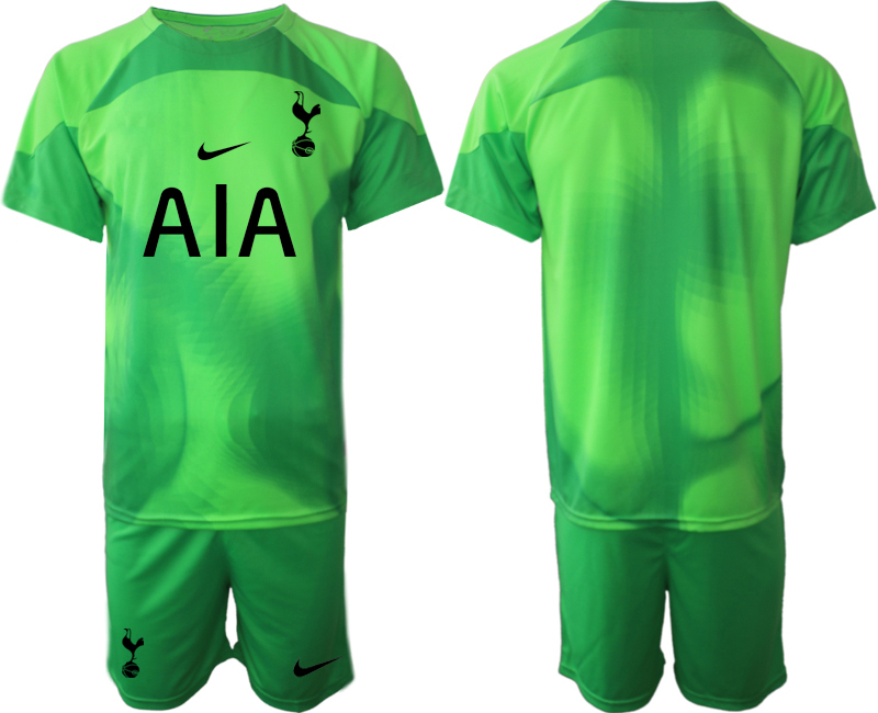 Nya Tottenham Hotspur 2023 Herr Målvaktströja grön Kortärmad shorts Fotbollströja Set