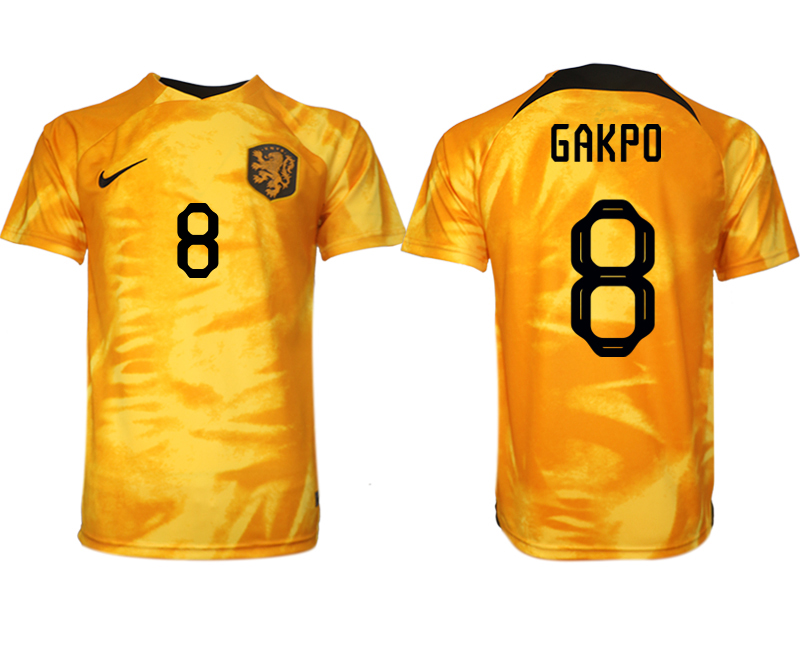 för män Nederländerna Hemmatröja VM 2022 Kortärmad GAKPO 8 Billiga Fotbollströjor
