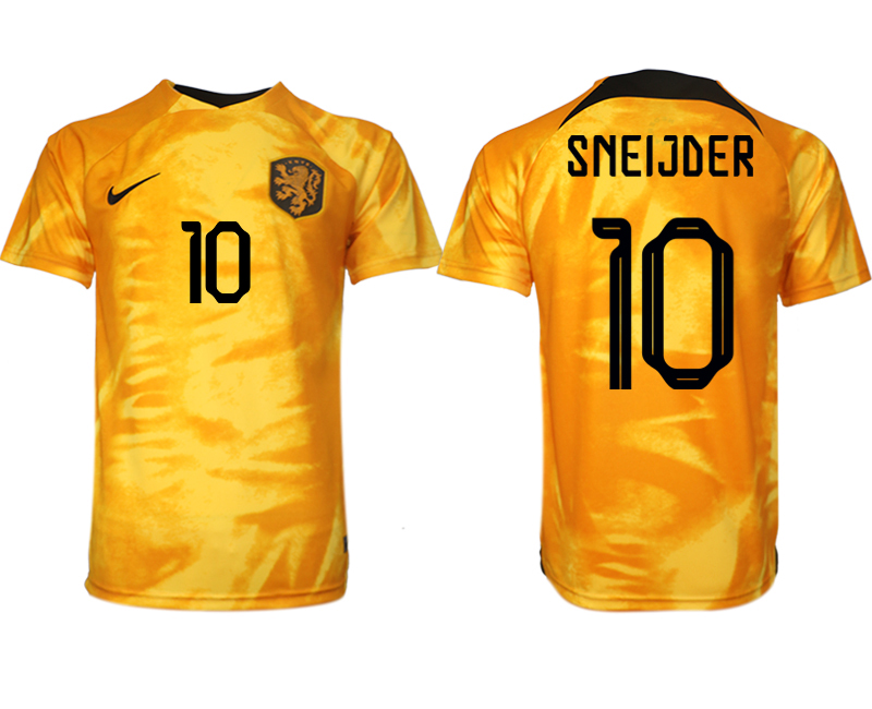 för män Nederländerna Hemmatröja VM 2022 Kortärmad SNEIJDER 10 Billiga Fotbollströjor