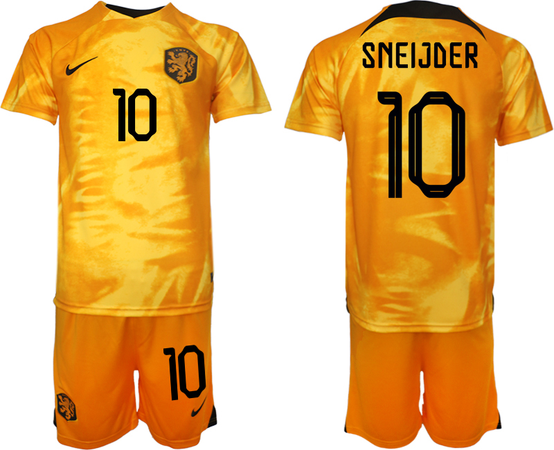 Nya Nederländerna Hemmatröja VM 2022 Herr med tryck SNEIJDER 10 fotbollströja set