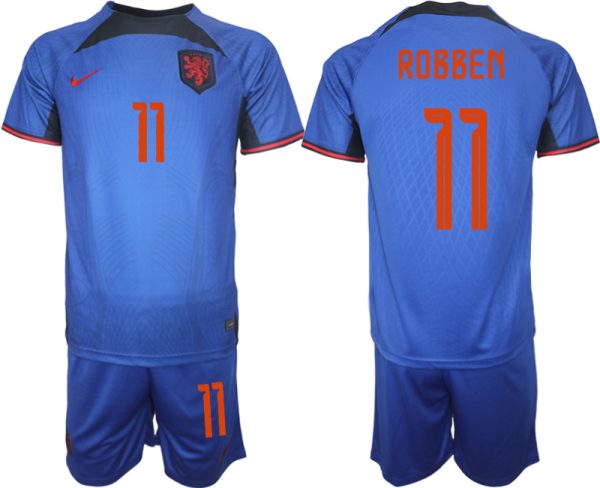 Nya Nederländerna Matchtröjor Herr Fotbollströja VM 2022 Kortärmad + Korta byxor ROBBEN 11
