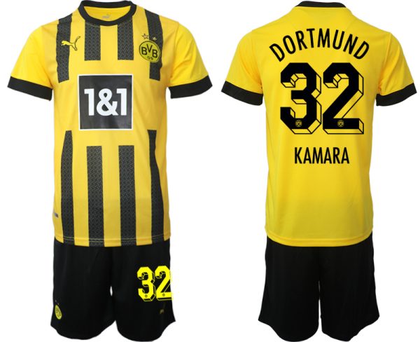 Billiga Fotbollströjor Borussia Dortmund BVB Hemmatröja 2023 Herr Kortärmad + Korta byxor KAMARA 32