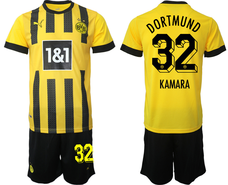 Billiga Fotbollströjor Borussia Dortmund BVB Hemmatröja 2023 Herr Kortärmad + Korta byxor KAMARA 32