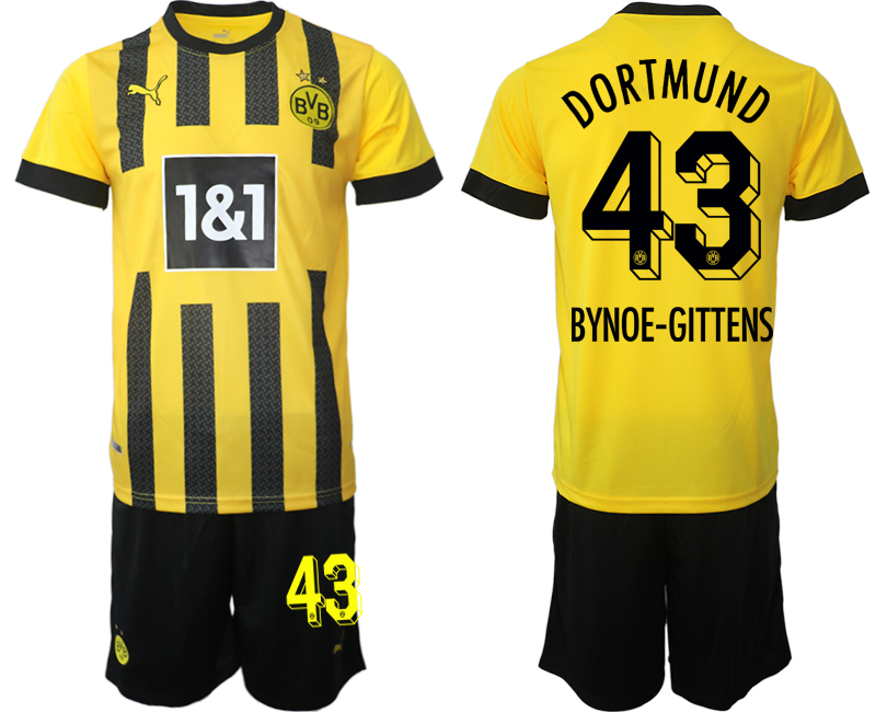 Billiga Fotbollströjor Borussia Dortmund Hemmatröja 2023 Herr Kortärmad + Korta byxor BYNOE-GITTENS 43