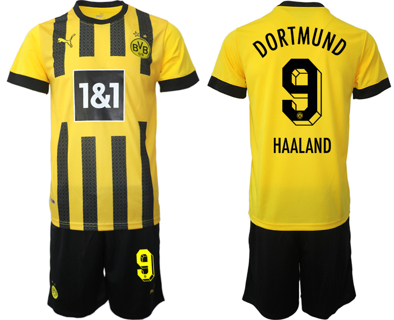 Billiga Fotbollströjor Borussia Dortmund Hemmatröja 2023 Herr Kortärmad + Korta byxor HAALAND 9