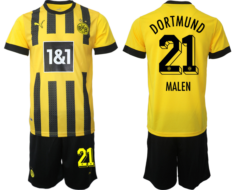 Billiga Fotbollströjor Borussia Dortmund Hemmatröja 2023 Herr Kortärmad + Korta byxor MALEN 21