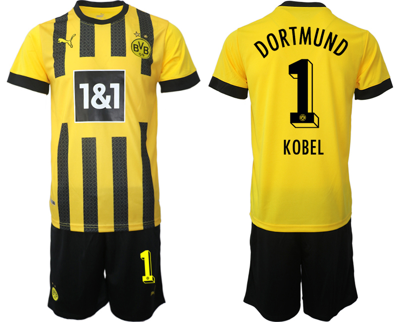 Billiga Fotbollströjor Fotbollsset Herr Borussia Dortmund BVB Hemmatröja 2023 Kortärmad + Korta byxor KOBEL 1