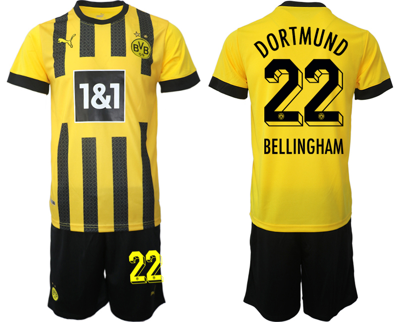 Billiga Fotbollströjor Herr Borussia Dortmund BVB Hemmatröja 2023 Kortärmad + Korta byxor BELLINGHAM 22