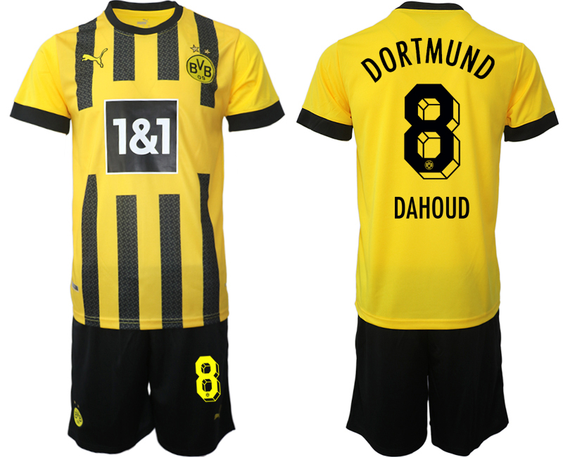 Billiga Fotbollströjor Herr Borussia Dortmund BVB Hemmatröja 2023 Kortärmad + Korta byxor DAHOUD 8