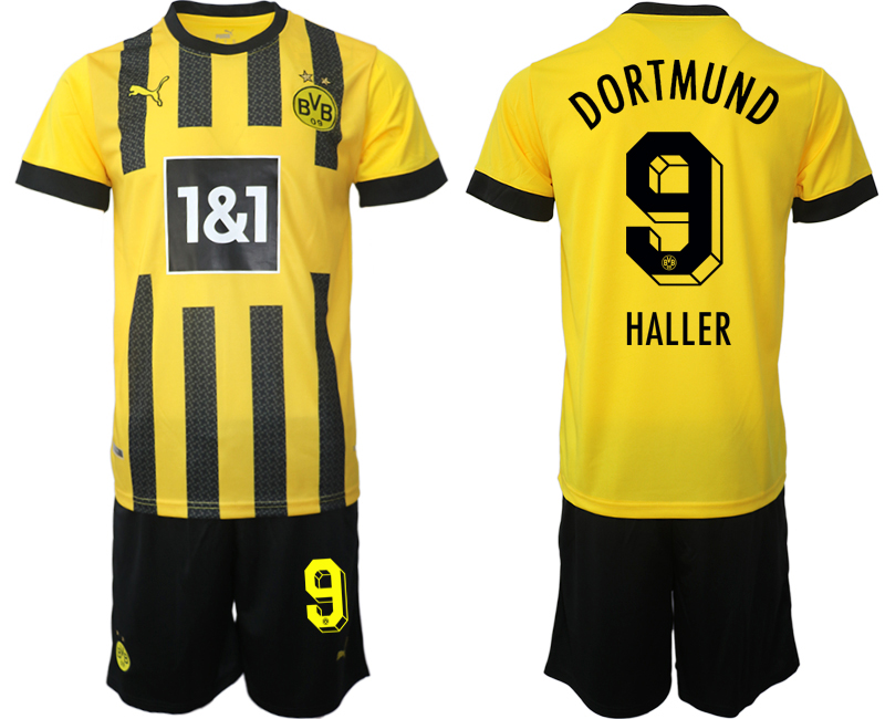 Billiga Fotbollströjor Herr Borussia Dortmund BVB Hemmatröja 2023 Kortärmad + Korta byxor HALLER 9