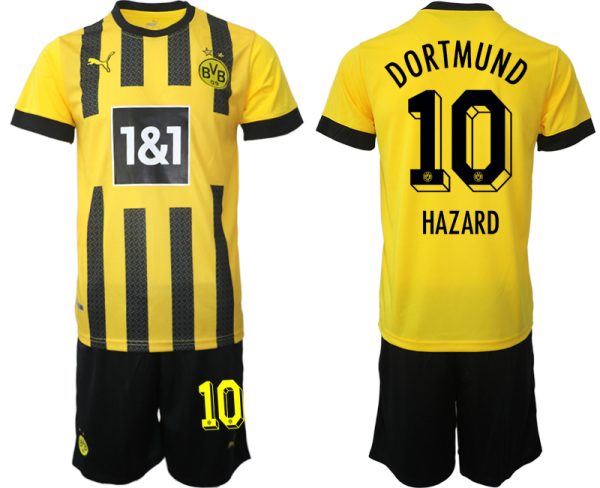 Billiga Fotbollströjor Herr Borussia Dortmund BVB Hemmatröja 2023 Kortärmad + Korta byxor HAZARD 10