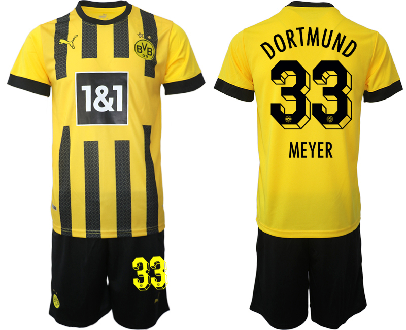 Billiga Fotbollströjor Herr Borussia Dortmund BVB Hemmatröja 2023 Kortärmad + Korta byxor MEYER 33