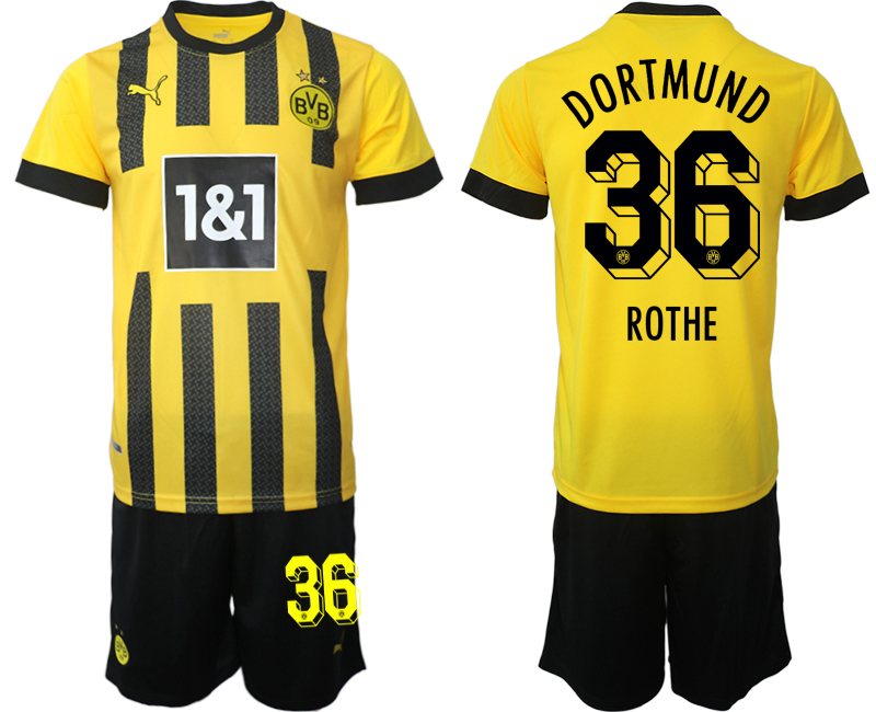 Billiga Fotbollströjor Herr Borussia Dortmund BVB Hemmatröja 2023 Kortärmad + Korta byxor ROTHE 36