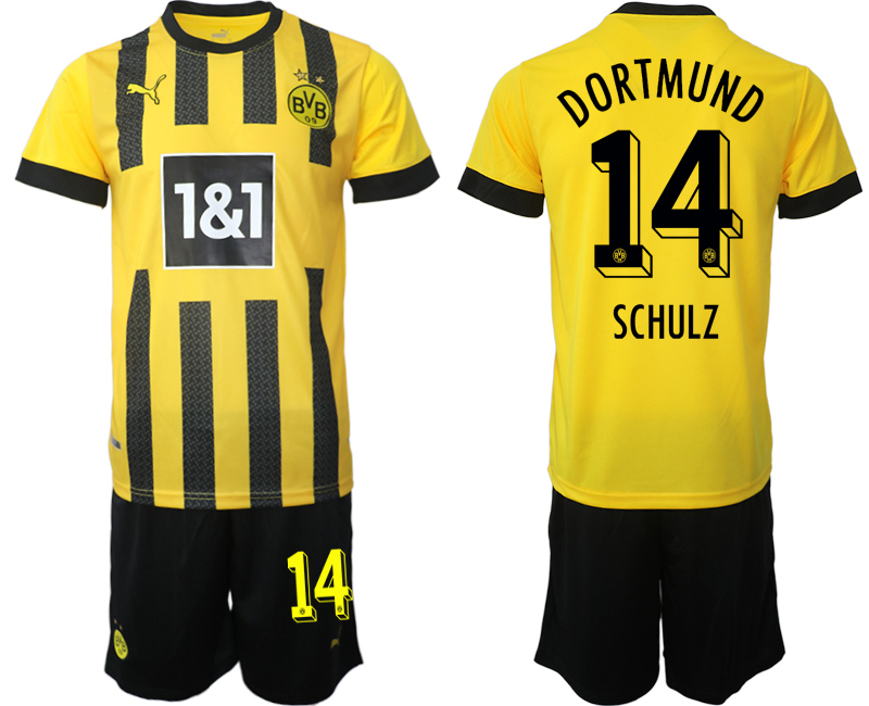 Billiga Fotbollströjor Herr Borussia Dortmund BVB Hemmatröja 2023 Kortärmad + Korta byxor SCHULZ 14