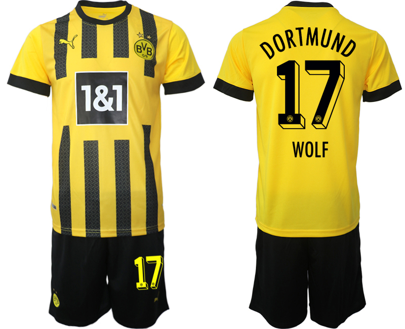 Billiga Fotbollströjor Herr Borussia Dortmund BVB Hemmatröja 2023 Kortärmad + Korta byxor WOLF 17