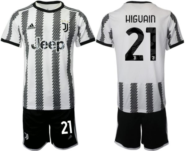 Billiga Fotbollströjor Herr Juventus Hemmatröja 2022-23 Kortärmad + Korta byxor HIGUAIN 21