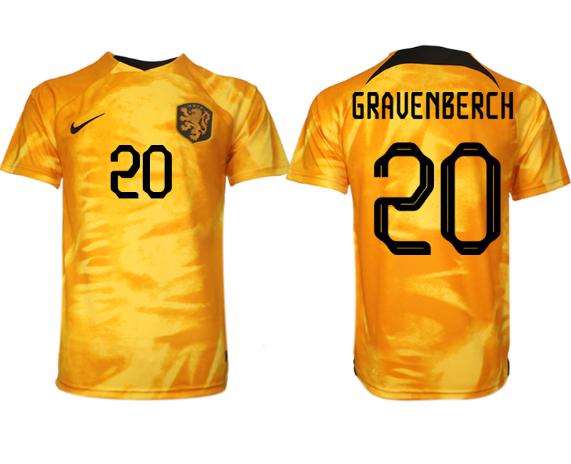 Billiga Fotbollströjor Nederländerna Hemmatröja VM 2022 Herr Kortärmad med tryck GRAVENBERCH 20