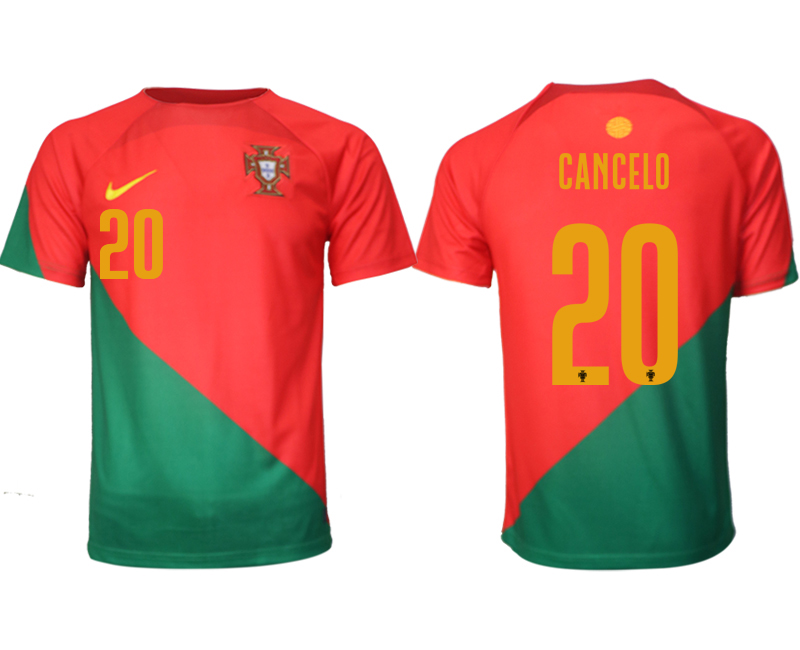 Billiga Fotbollströjor Portugal Hemmatröja VM 2022 Herr Kortärmad med tryck CANCELO 20