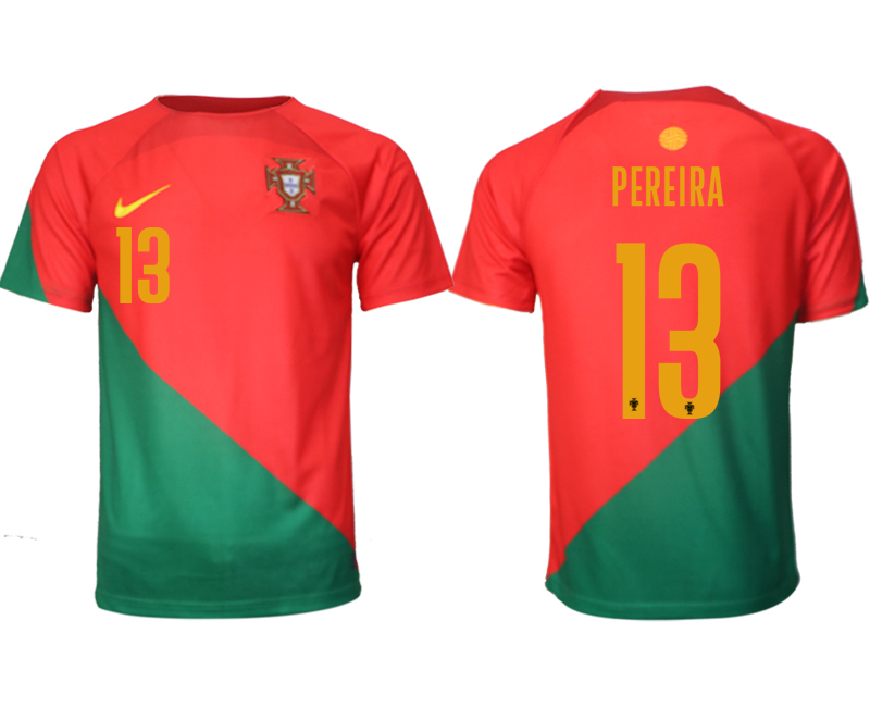 Billiga Fotbollströjor Portugal Hemmatröja VM 2022 Herr Kortärmad med tryck PEREIRA 13