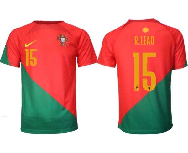 Billiga Fotbollströjor Portugal Hemmatröja VM 2022 Herr Kortärmad med tryck R.LEAO 15