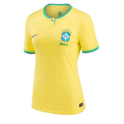 Billiga Fotbollströjor Brasilien Hemmatröja VM 2022 Kortärmad Med Eget Namn