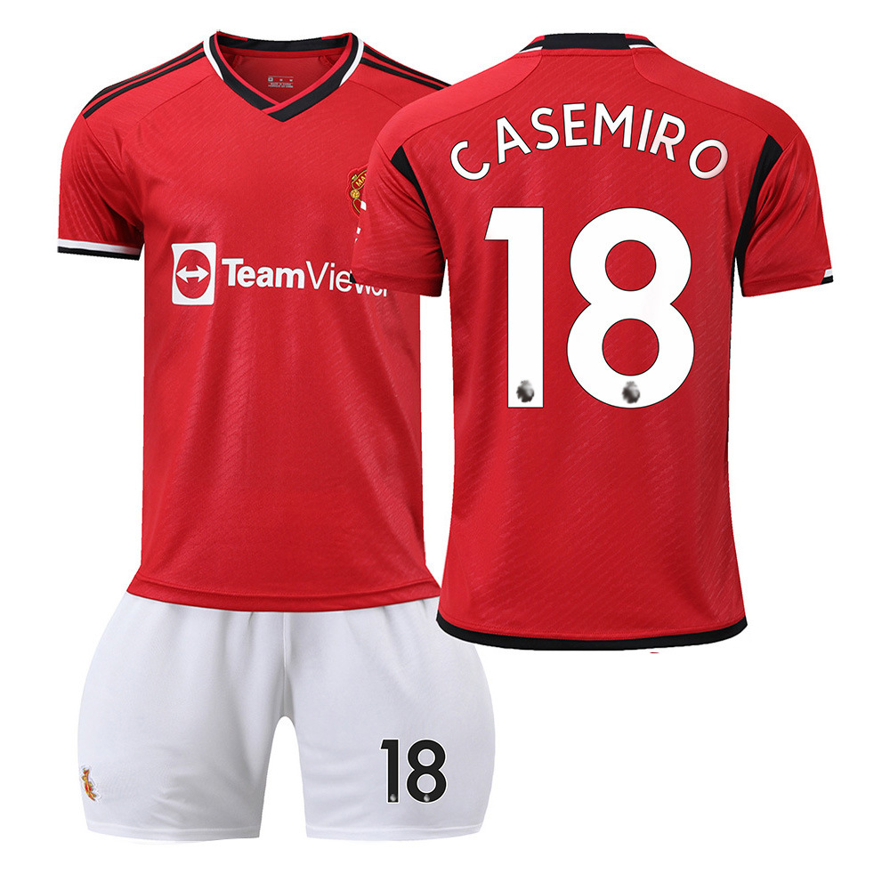 Billiga Fotbollströjor Barn Manchester United 2023-24 fotbollströja set med namn CASEMIRO 18